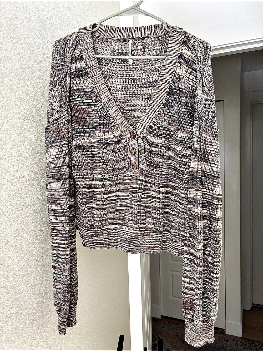 Free People Marled Button Front Cardigan Brown & Gray Small Like New